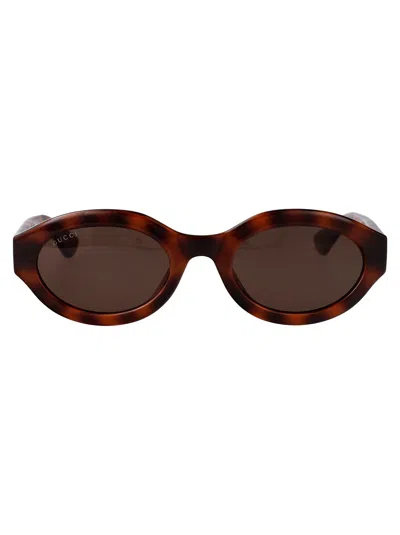 Gucci Womens Brown Gg1579s Oval-frame Injected Sunglasses In Brown