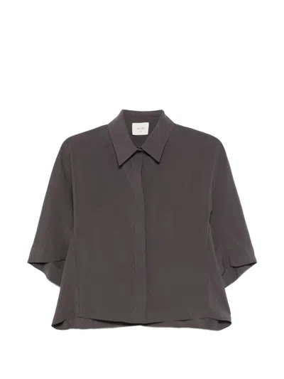 Alysi Dark Grey Relaxed Solid Shirt In Gray