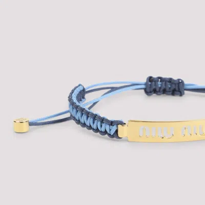 Miu Miu Adjustable Cord Bracelet Gold Tone Accents In Orange