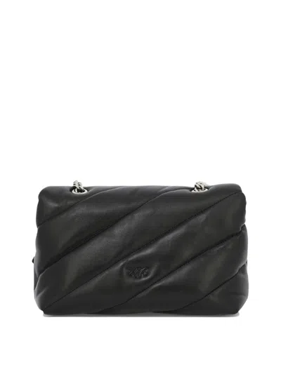 Pinko Mini Love Puff Maxi Quilt Leather Crossbody Bag In Black