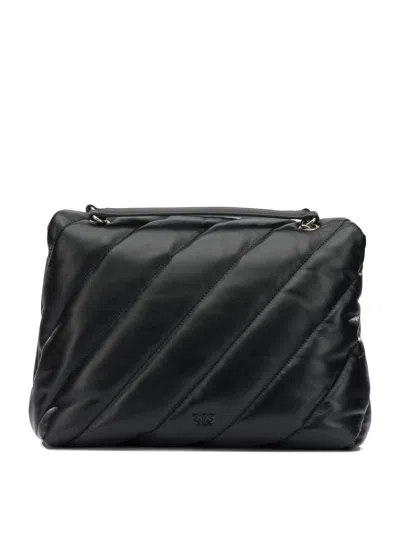 Pinko Big Love Bag Puff Maxi Quilt In Nero-old Silver