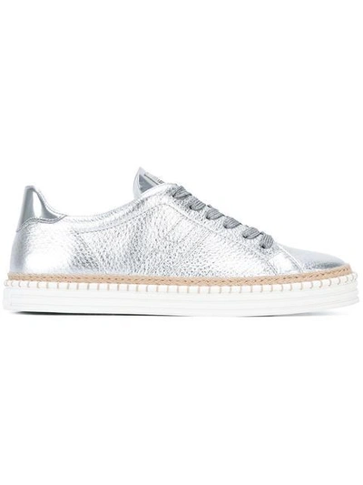 Hogan Rebel Silver Leather Sneakers