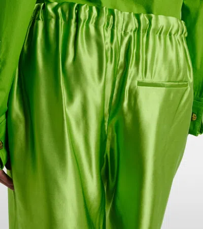 Khaite Palazzo Trousers In Viscose With Drawstring In Green