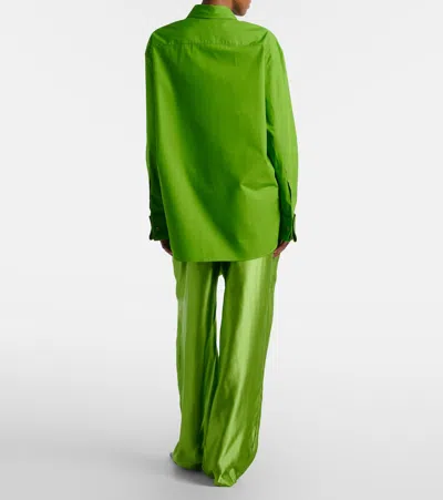 Khaite Palazzo Trousers In Viscose With Drawstring In Green