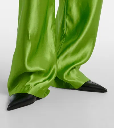Khaite Palazzo Trousers In Viscose With Drawstring In Green