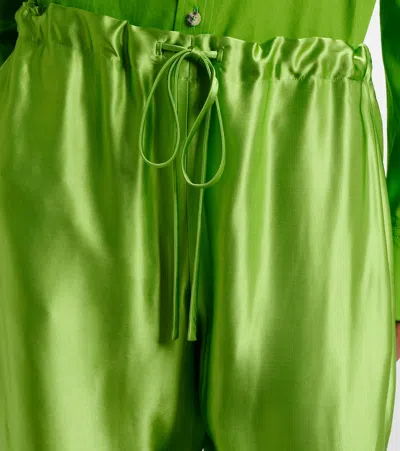 Khaite Palazzo Trousers In Viscose With Drawstring In Green