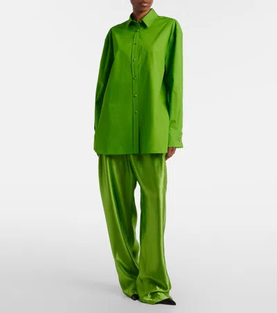 Khaite Palazzo Trousers In Viscose With Drawstring In Green