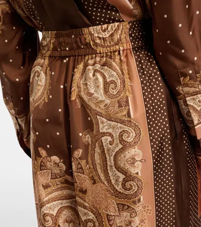 Zimmermann Womens Caramel Paisley Luna Wide-leg Silk Trousers Xl In Brown