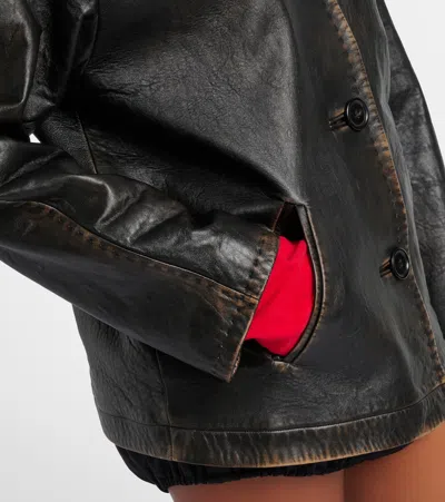 Prada Leather Jacket In Black