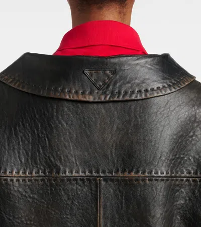 Prada Leather Jacket In Black