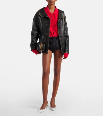 Prada Leather Jacket In Black