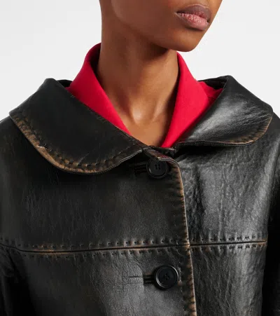 Prada Leather Jacket In Black