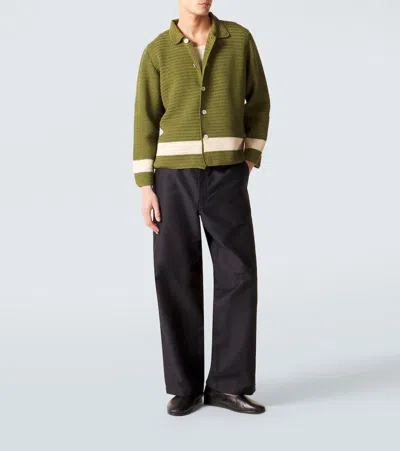 Bode Green Crochet Marsh Shirt In Green