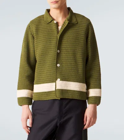 Bode Green Crochet Marsh Shirt In Green