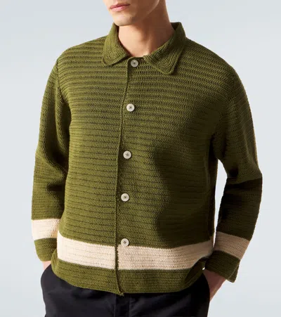 Bode Green Crochet Marsh Shirt In Green