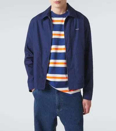 Prada Polyester Jacket Pointed Collar Straight Hem In Blue