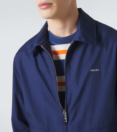 Prada Polyester Jacket Pointed Collar Straight Hem In Blue