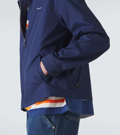 Prada Polyester Jacket Pointed Collar Straight Hem In Blue