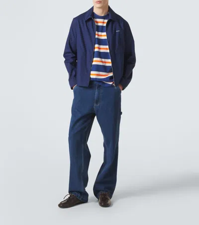 Prada Polyester Jacket Pointed Collar Straight Hem In Blue