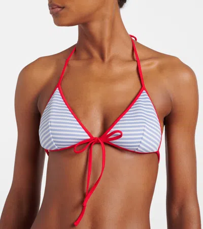 Prada Interlock Jersey Bikini Top In Blue