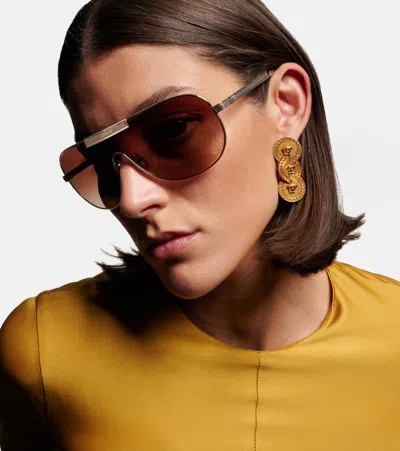 Versace Greca Flow Shield Sunglasses In Gold