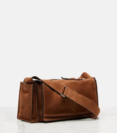 Miu Miu Suede Utilitaire Crossbody Bag Adjustable Strap In Brown