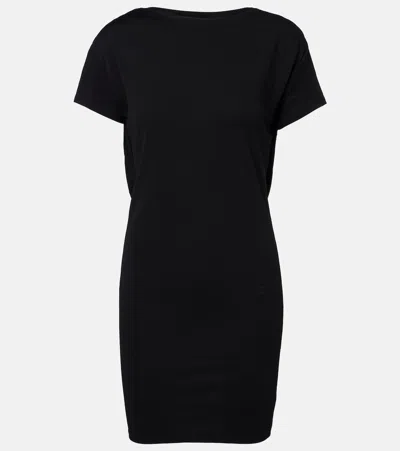 Jacquemus Mistral Back Draped Short Sleeve Dress In Black