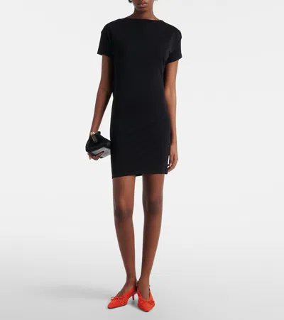 Jacquemus Mistral Back Draped Short Sleeve Dress In Black