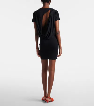 Jacquemus Mistral Back Draped Short Sleeve Dress In Black