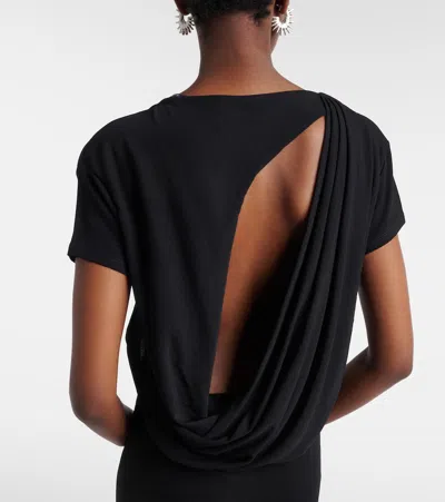 Jacquemus Mistral Back Draped Short Sleeve Dress In Black