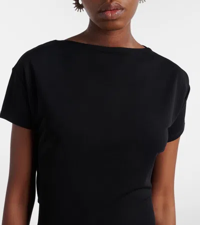 Jacquemus Mistral Back Draped Short Sleeve Dress In Black