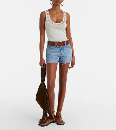 7 For All Mankind Trouser Shorts Iris In Blue