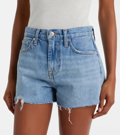 7 For All Mankind Trouser Shorts Iris In Blue