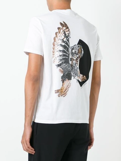 Shop Neil Barrett Mechanical Owl Print T-shirt - White