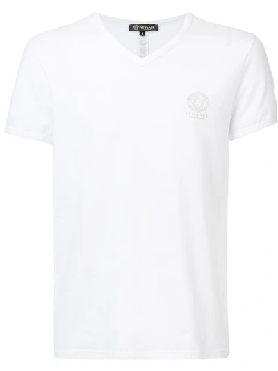 Versace Iconic Medusa V-neck T-shirt In White