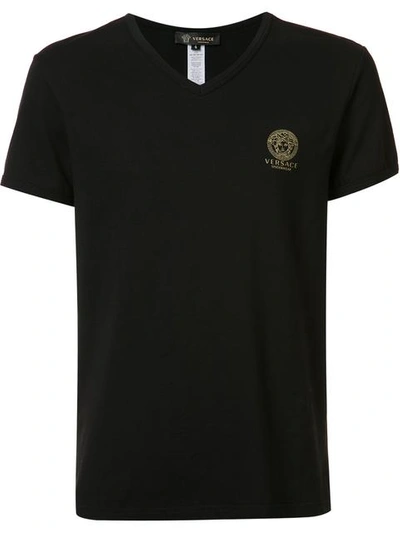 Versace Jersey V-neck T-shirt In Black