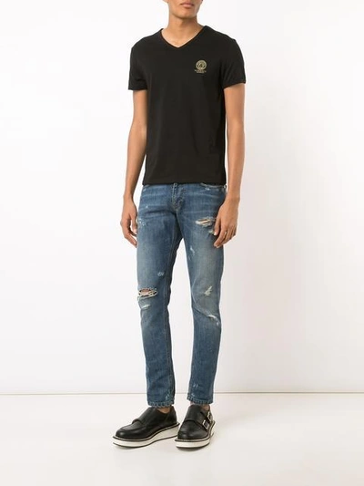 Shop Versace Underwear V-neck T-shirt In Black