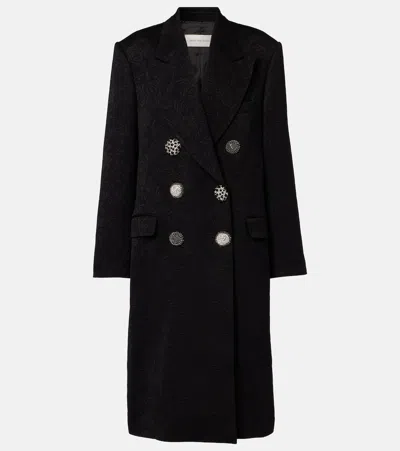 Dries Van Noten Womens Black Rosea Jewel-embellished Woven Coat In Black