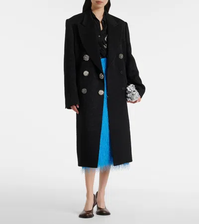 Dries Van Noten Womens Black Rosea Jewel-embellished Woven Coat In Black