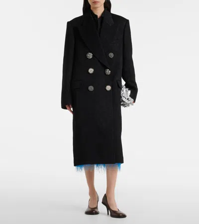 Dries Van Noten Womens Black Rosea Jewel-embellished Woven Coat In Black