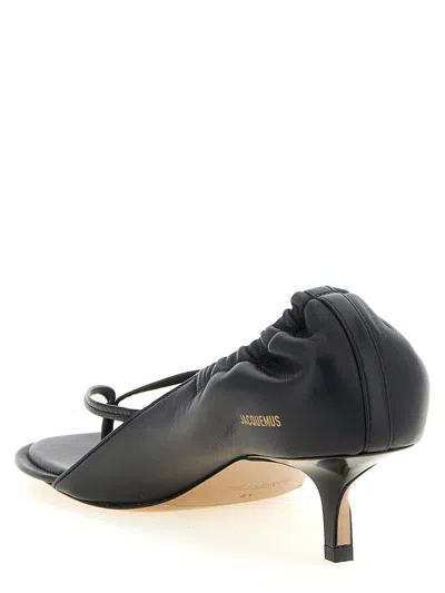 Jacquemus Leather Thong Sandals Stiletto Heel Straps In Black