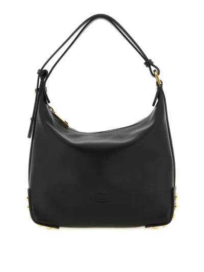 Tod's Metal Dots Mini Leather Shoulder Bag In Black
