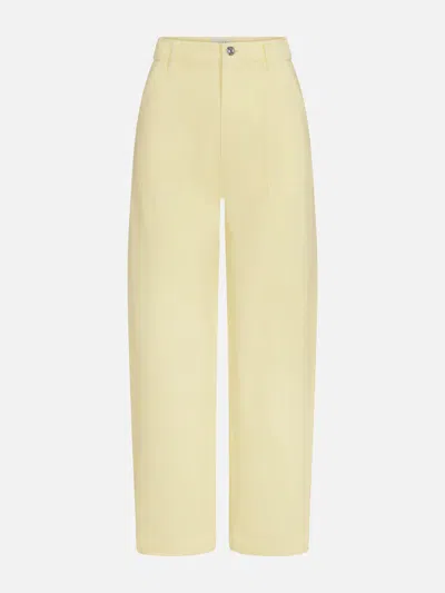 Frame The Anchor High Rise Wide Leg Ankle Jeans In Lemon In Green