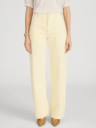 Frame The Anchor High Rise Wide Leg Ankle Jeans In Lemon In Green
