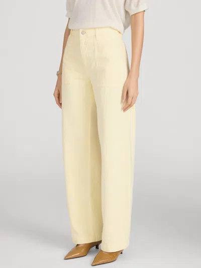 Frame The Anchor High Rise Wide Leg Ankle Jeans In Lemon In Green