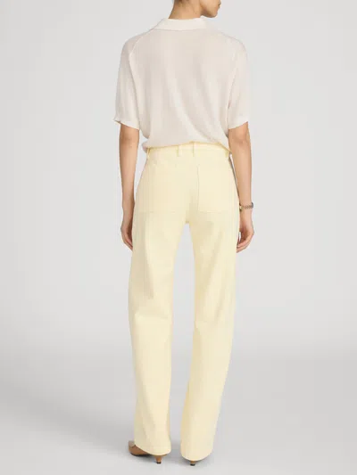 Frame The Anchor High Rise Wide Leg Ankle Jeans In Lemon In Green