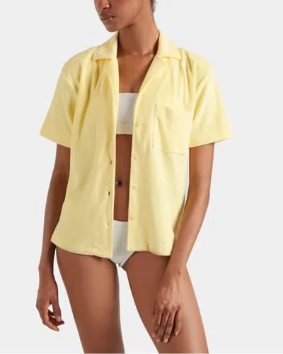 Hunza G Womens Butter Cuban Short-sleeve Terry Toweling Shirt In Yellow