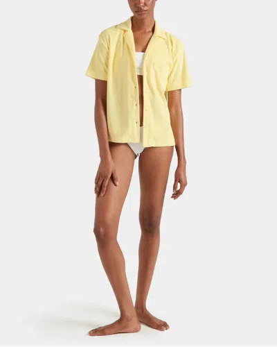 Hunza G Womens Butter Cuban Short-sleeve Terry Toweling Shirt In Yellow