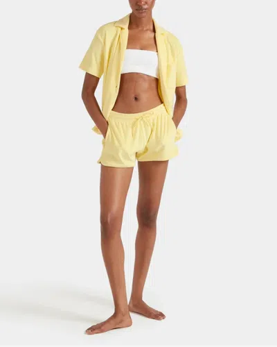 Hunza G Womens Butter Cuban Short-sleeve Terry Toweling Shirt In Yellow