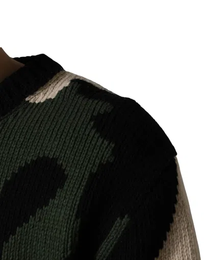 Dolce & Gabbana Multicolor Intarsia-knit Camouflage Pullover Sweater In Multi